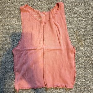 American Eagle Patchwork Ribbed Pink Tank Top